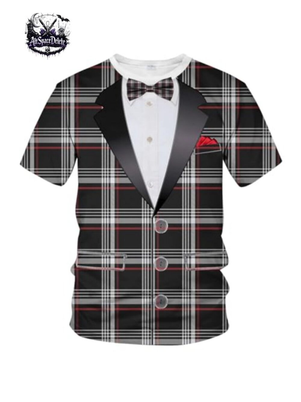 Funny Tuxedo Graphic T-Shirt Novelty Short Sleeve Crewneck Party Tee